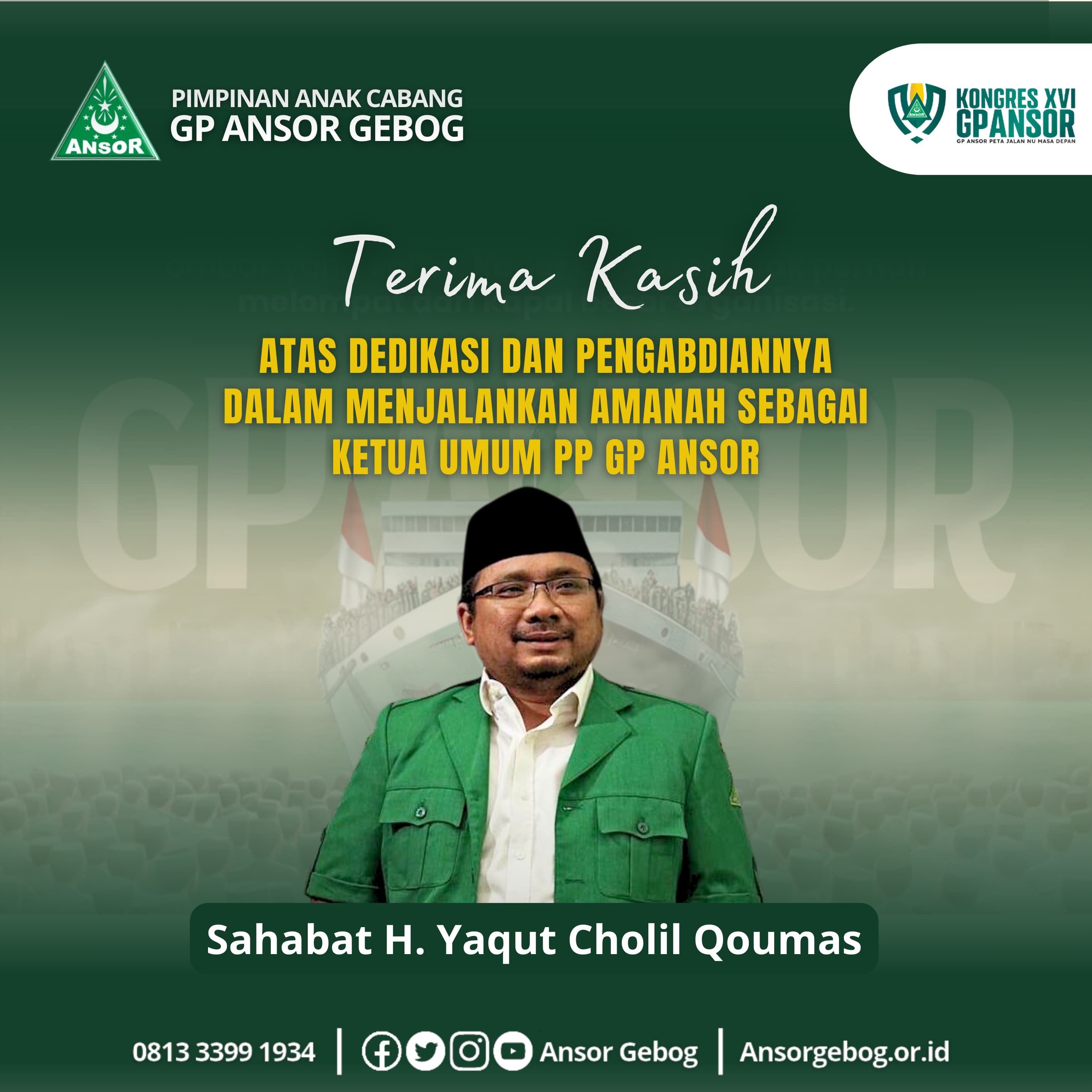 Terima Kasih kepada SAHABAT H. YAQUT CHOLIL QOUMAS